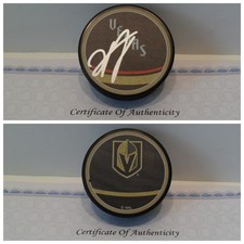 Jeremy Lauzon Autographed Signed Vegas Golden Knights Puck COA Reverse Retro