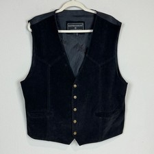 Vintage Expressions Contemporary Black Suede Snap Front Vest L