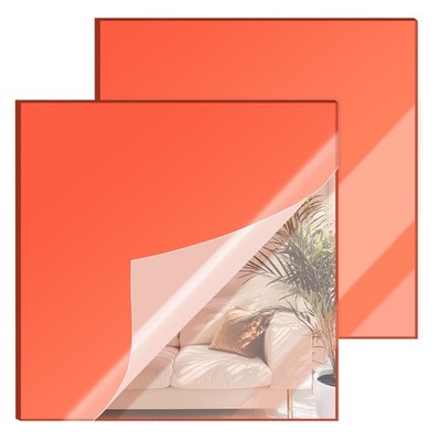 2 PCS 12x12 Inch Red Mirror Reflective Cast Acrylic Sheets Panels DIY Crafts