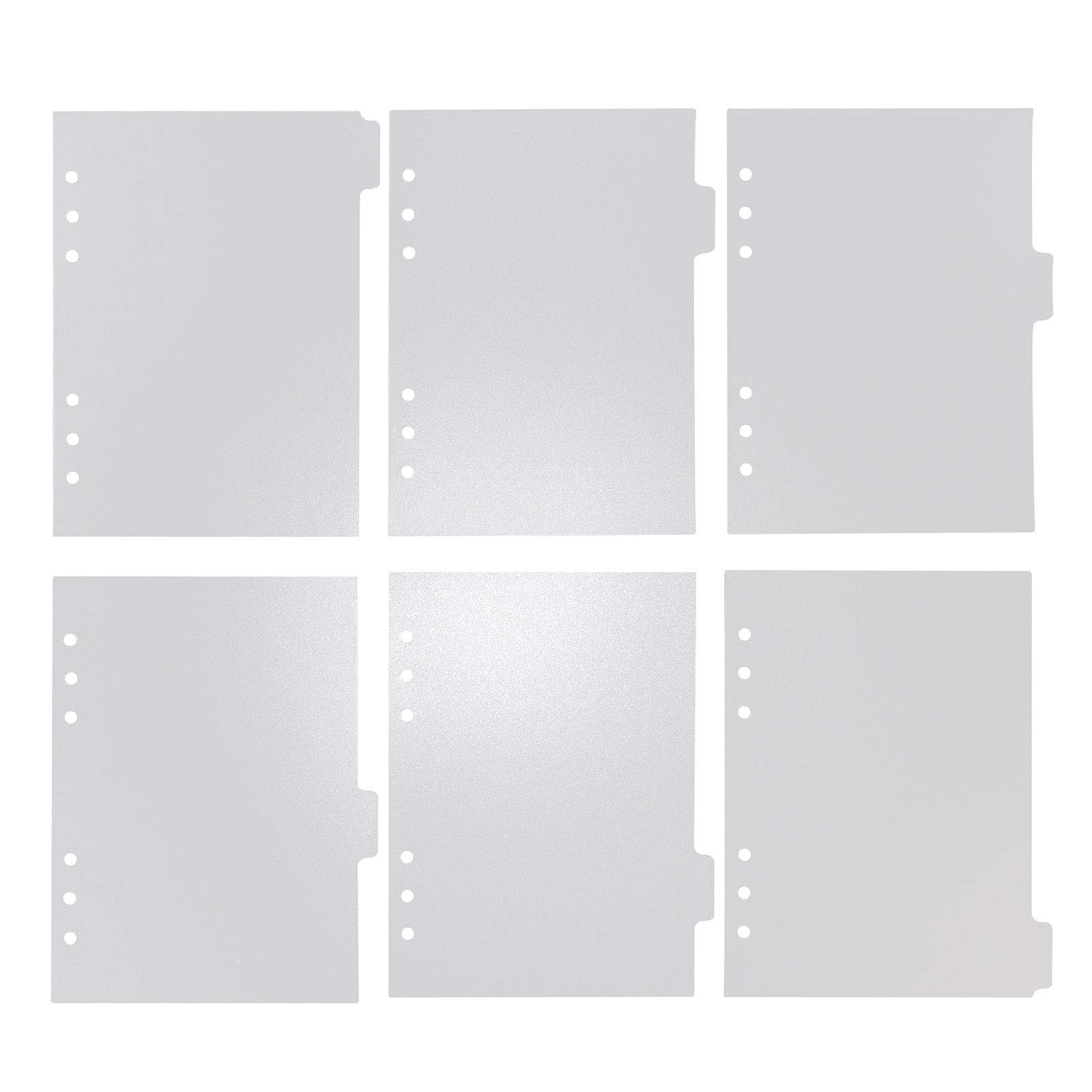 A5 Binder Dividers 6 Tab 6 Holes Plastic Clear Loose Leaf Page Tab Dividers
