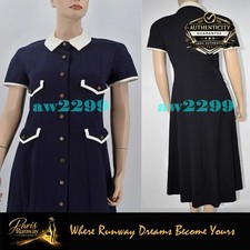 CHANEL 93p Vintage Cc Logo Runway Maxi Dress Fr 36 Collector's Item Rare Navy