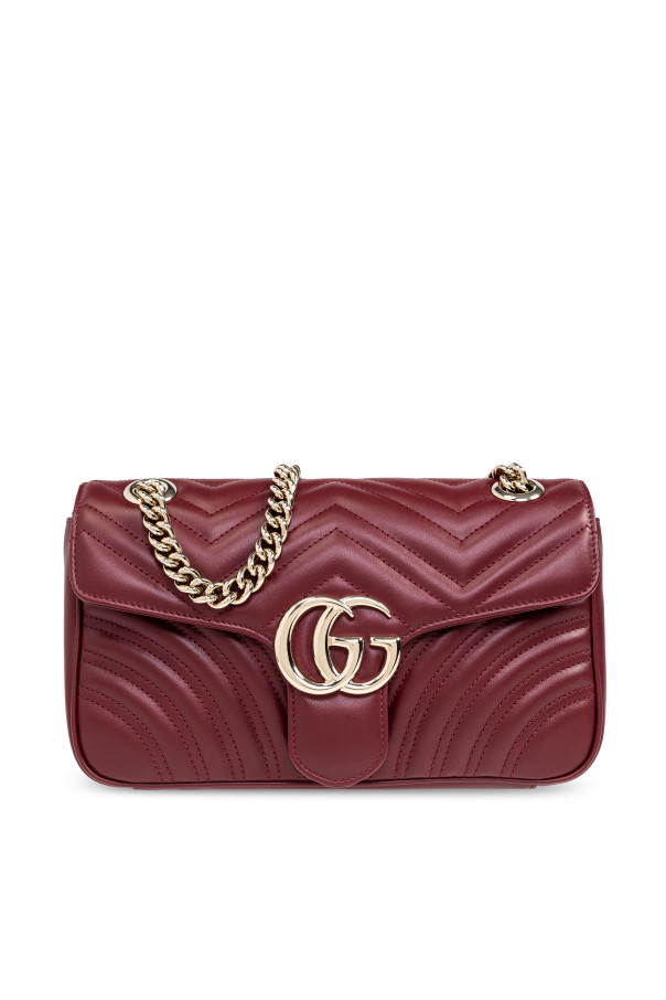 Gucci - Women - Quilted shoulder bag ‘GG Marmont Small’ - Burgundy