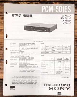 Sony PCM-501ES Processor Service Manual *Original*