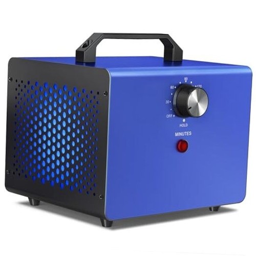 Charmofun Générateur D'Ozone Domestique 60000 Mg/h, Machine à Ozone Avec Affichage De La Température Et De L'Humidité, Générateur D'Ozone Purificateur D'Air Pour Cuisine, Voitures, Fumée (Bleu