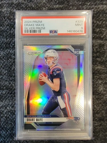 2024 Panini Prizm Drake Maye RC Silver Rookie #329 Patriots PSA 9 Mint