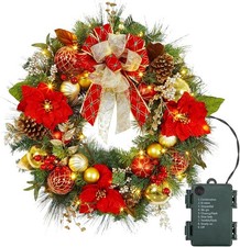 30 inch Pre Lit Decor Wreath Battery for Front Door In/Outdoor Holiday Christmas