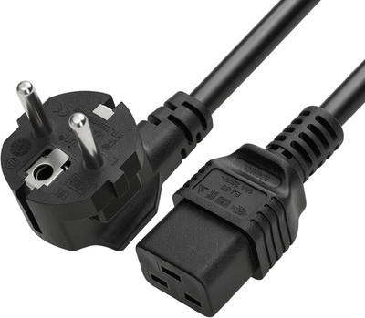 Power Cord Right Angle Euro Schuko Male to IEC320 C19 Female 16A 250V 3 Prong Ca