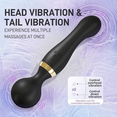 USB Rechargeable Massager Wand Vibrating Magic Massage Full Body Therapy Double 