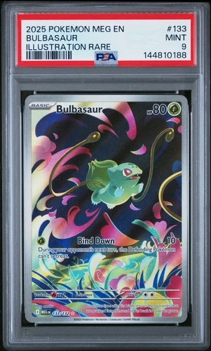 144810188 Bulbasaur 2025 Pokemon Mega Evolution #133/132 Illustration Rare PSA 9