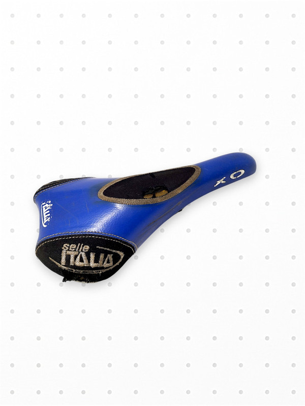 Selle Italia Vintage Blue Leather Bike Saddle Racing Bicycle Seat Well Used