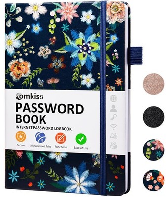 Password Book with Individual Alphabetical Tabs Laminated Large Print Keeper