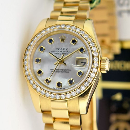 ROLEX Lady-Datejust President Gold Mother of Pearl Sapphire 17...