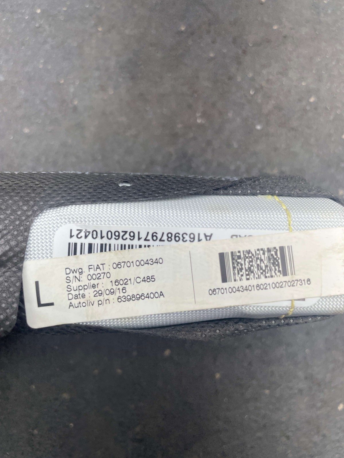 2017-2022 MASERATI LEVANTE M161 OEM FRONT LEFT SEAT SRS AIR BAG 639896400