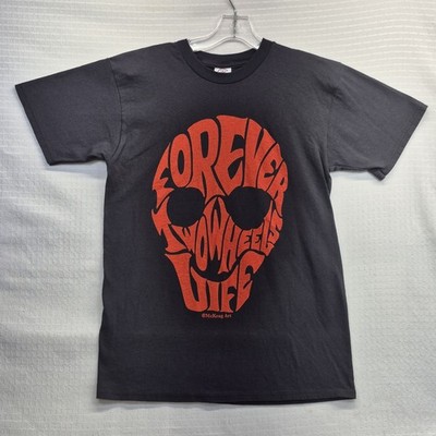 McKeag Art Motorcycle T-Shirt Forever Two Wheels Black/Orange Skull Adult Medium