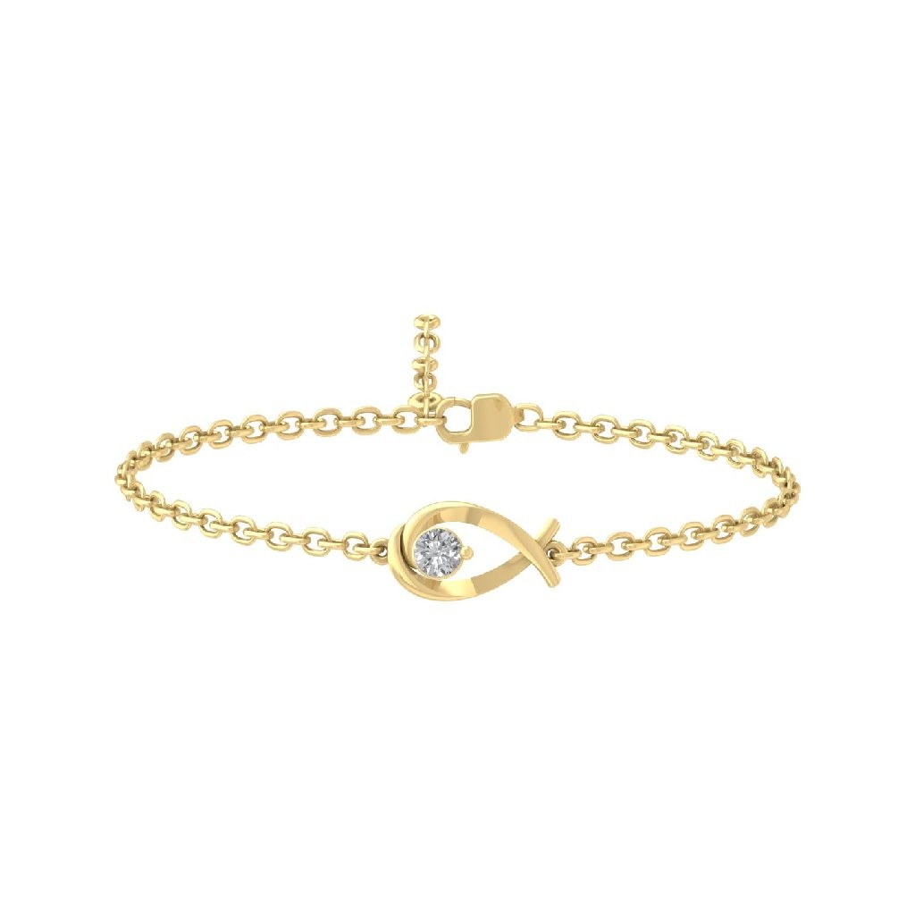 "14k Yellow Gold Lab Grown Diamond Fashion Bracelet 7\" Holiday Gift"