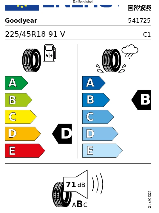 1x 225/45 R18 91V Sommer Reifen Goodyear Efficientgrip * RSC   Demo DOT 23 - Bild 3 von 3