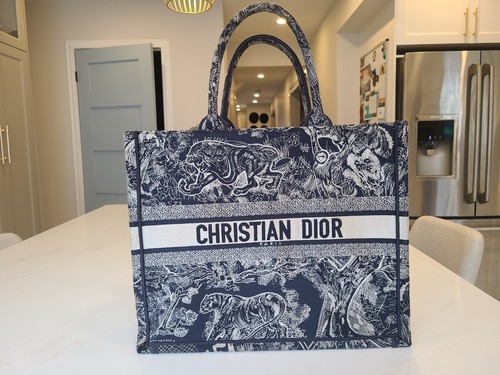Christian Dior Book Tote Toile De Jouy Bag Large