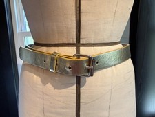 Metallic Gold Leather Belt with Silver Buckle