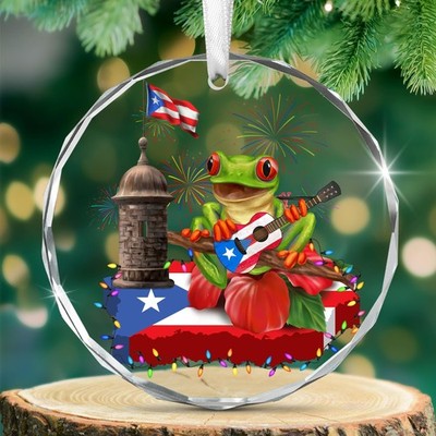 FLAGWIX Puerto Rico Gifts for Women Men - Coqui Frog Glass Ornaments for Tree...