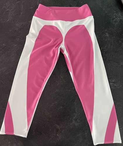 FiercePulse Pink And White Heart Damen Leggings Größe M