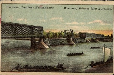 Ak Warszawa Warschau Polen, Gesprengte Kierbedzbrücke - 5118786