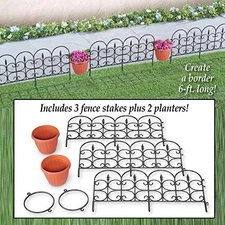 SkyMall Decorative 5 Piece Garden Border Fence and Planter Set