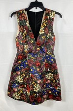 Alice + Olivia Floral Print Bodycon Sheath Dress Exposed Zip Sz XS Est No Tag