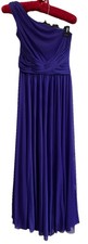 David s Bridal Regency Purple One Shoulder Chiffon Gown Dress 8 Formal Lined