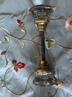 Antique Vintage Pair 8 Point Manganese Mirror Glass Brass Collar Knobs w/Spindle — photo 7