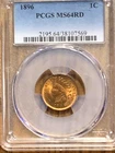 1896 INDIAN HEAD CENT graded a PCGS MS64RD Nice COIN RED GEM