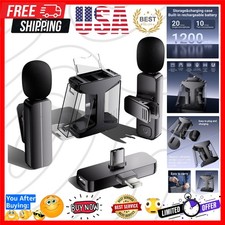 2 Pack Wireless Mini Lavalier Lapel Microphone for iPhone,Android Phone2 in 1...