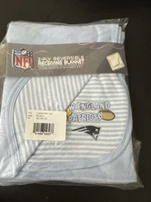 NFL New England Patriots Baby Blue/ white stripe 2ply receiving Blanket 28x28