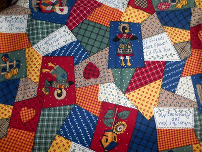 Fabric Traditions CRAZY QUILT Cotton Fabric Prim Harvest Friendship 40 x 44 