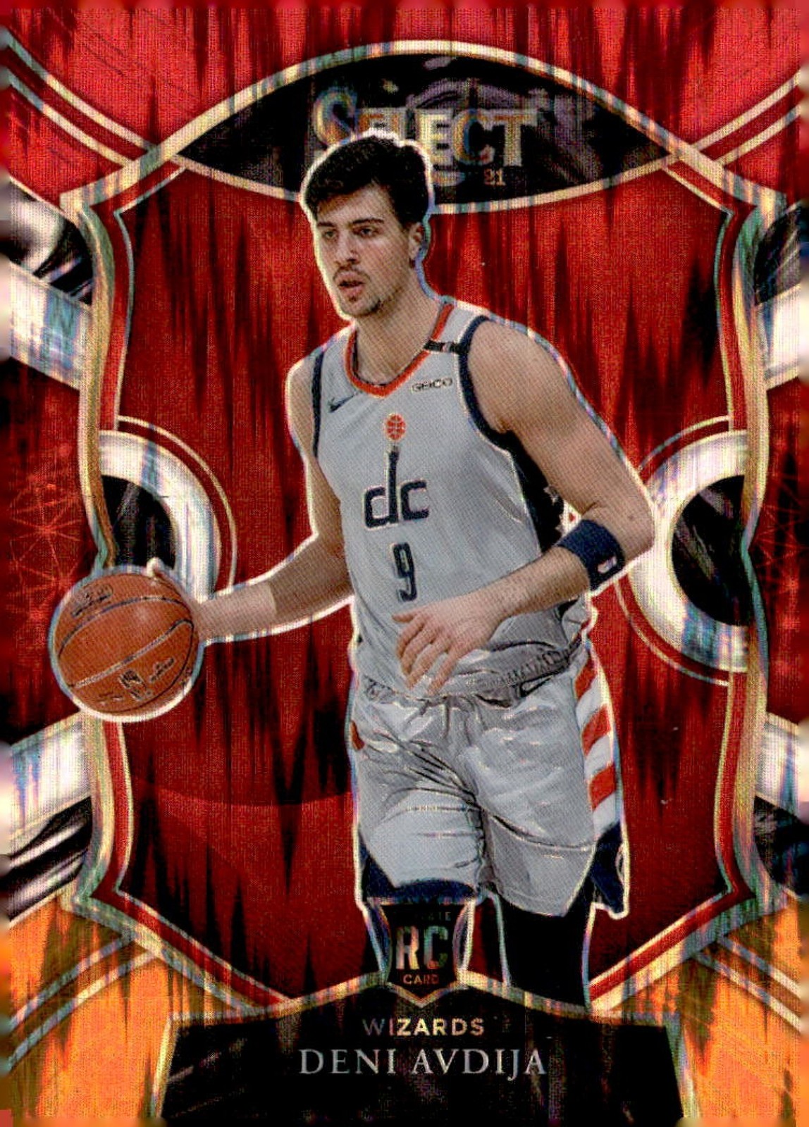 DENI AVDIJA 2020-21 PANINI SELECT RED WHITE ORANGE FLASH RC CONCOURSE WIZARDS QZ