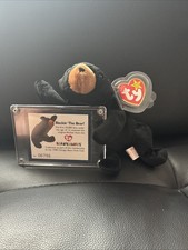 Ty Beanie Baby Blackie The Bear  99 Chicago Bear Give Away W/ Commemorative Card