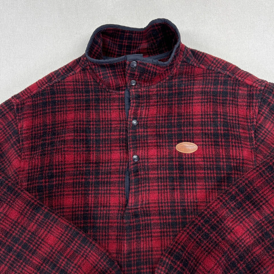 Vintage 90s Woolrich Pullover Men's L Fleece Plaid Polartec Fleece Made USA Boxy - Image 4 of 4