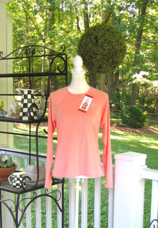 NUEVO CON ETIQUETAS Hurley Mujer UPF Sol Manga Larga Natación Surf Mediano Playa Rashguard Top Camisa Foto 4 de 4