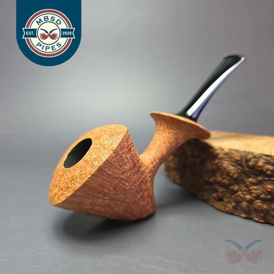 Madao 3000 Natural Sandblasted Asymmetric Cherrywood Handmade Briar Pipe, New