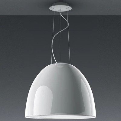 Artemide Nur Gloss Suspension Lamp - modern white alum light fixture worth $1200