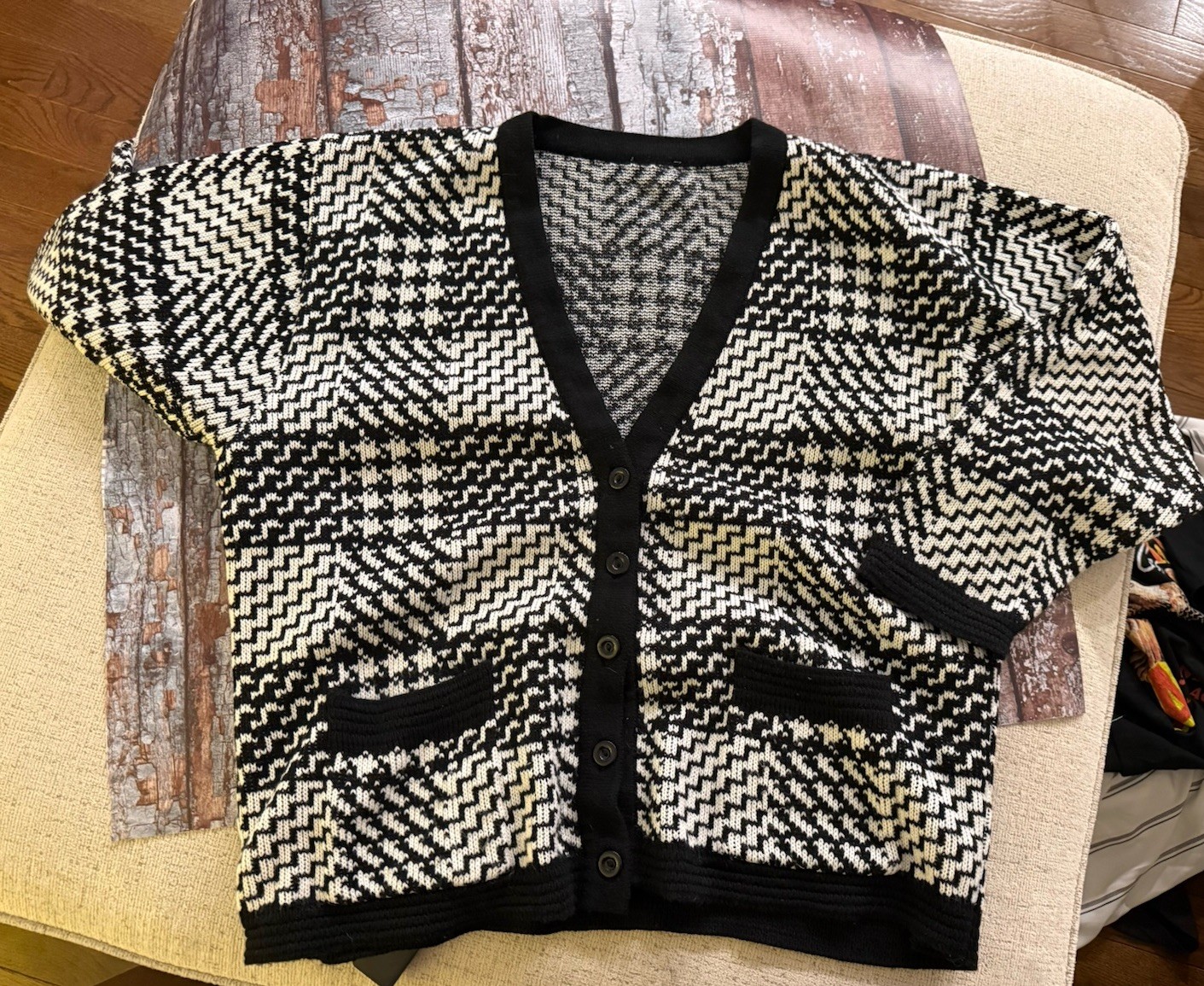 Very Nice Patchwork Houndstooth Black And white B… - image 1