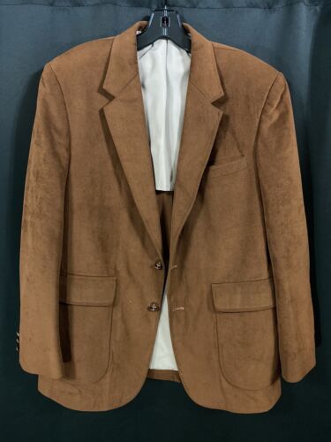 Vintage 1970s Arnold Palmer Aquator Brown Blazer Suit Top Soft Leather Mod Sz M - Picture 1 of 9