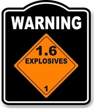Warning_Explosives_1.6_orange_safty_osha_danger_black Aluminum Composite Sign