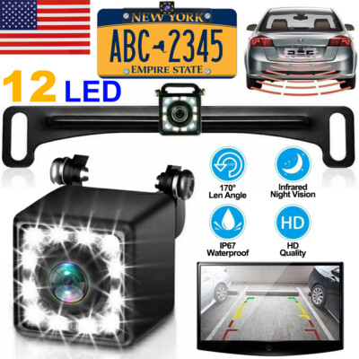 #ad 170° Car Rear View Backup Camera Reverse License Plate Cam Night Vision 12 LED $10.90