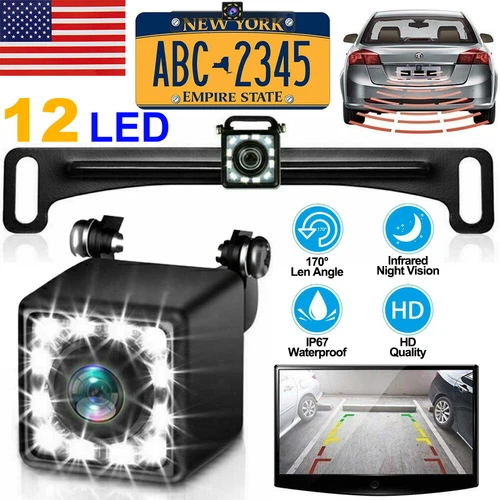 170° Car Rear View Backup Camera Reverse License Plate Cam Night Vision 12 LED