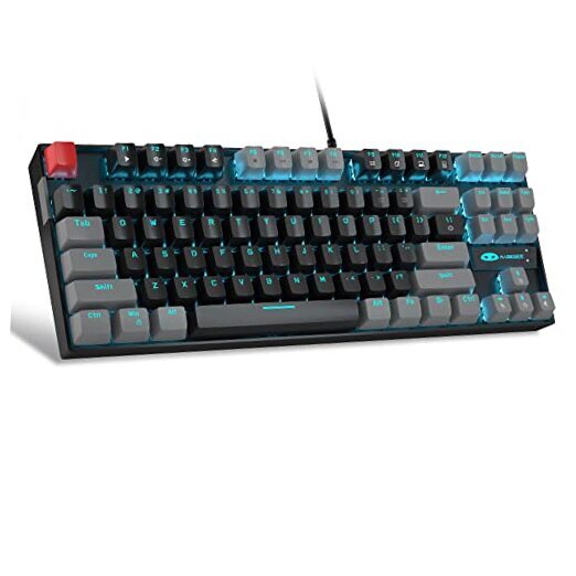 75% Mechanical Gaming Keyboard with LED Blue Backlight, 87 Red Switches