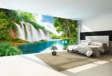 3D Beautiful Waterfall ZHUA20498 Wallpaper Wall Murals Removable Self-adhesive