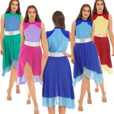 Women's Color Block Lyrical Praise Dance Dress Modern Workship Dance Costume