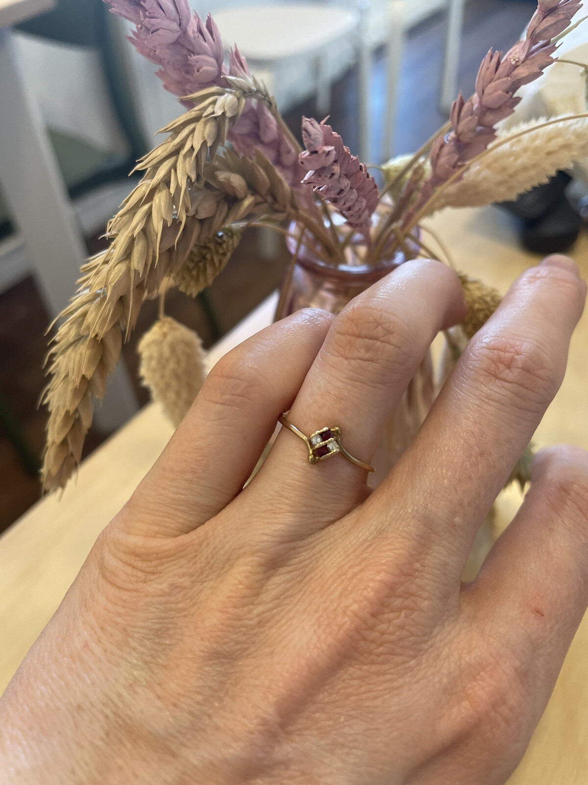 9ct ruby and diamond chequerboard ring - image 3