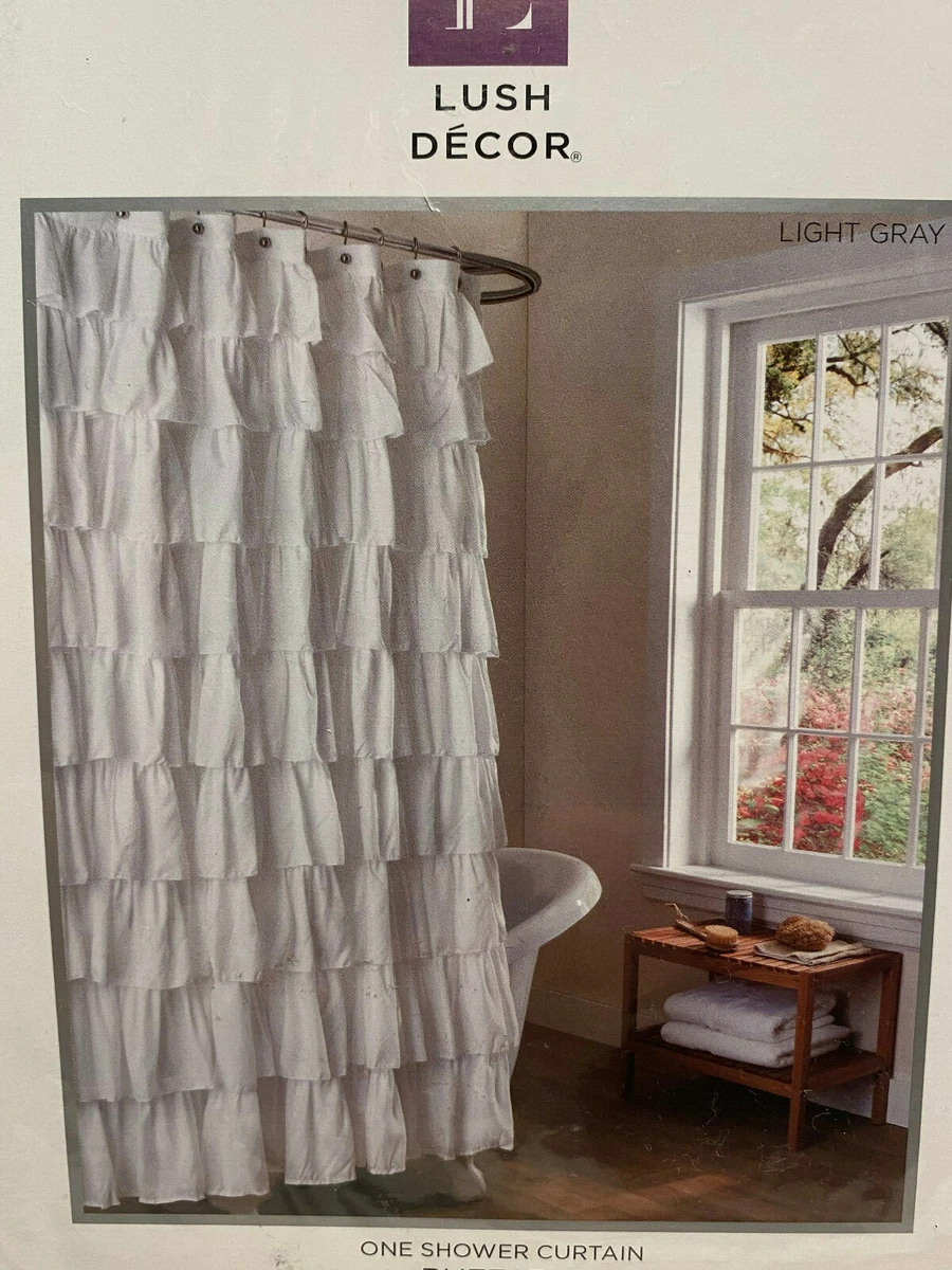 New Lush Decor White Ruffle Luxury Fabric Shower Curtain Farmhouse