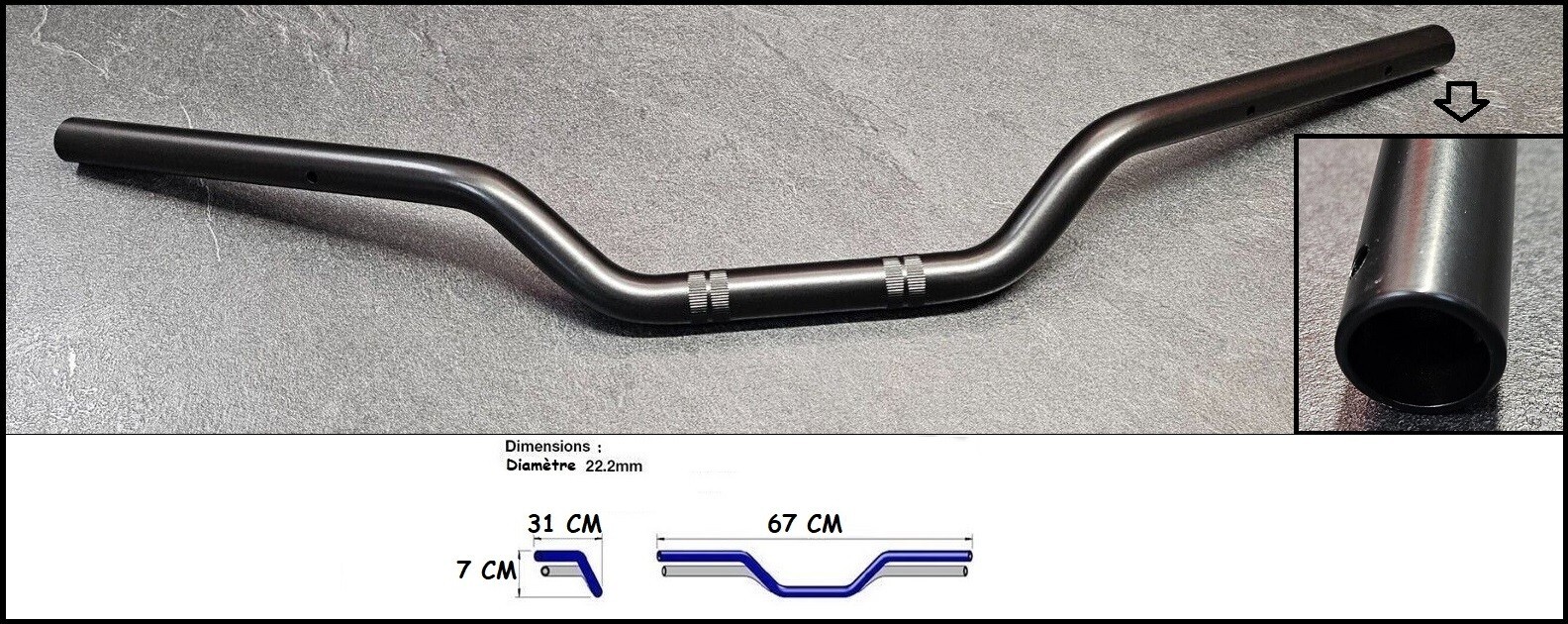 Guidon NC700S et NC750S de remplacement pour moto de 2011 à 2021 tube 22mm